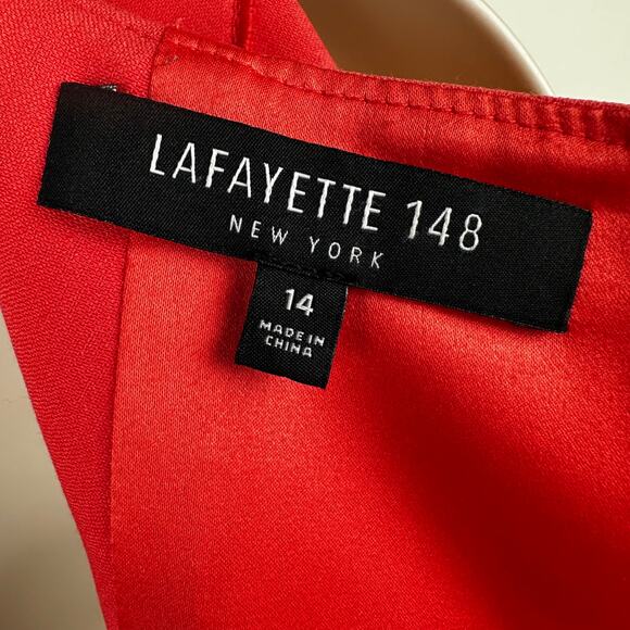 Lafayette 148 New York Dress Sheath Sleeveless Lined Orange Size 14 Career Event - Picture 9 of 11